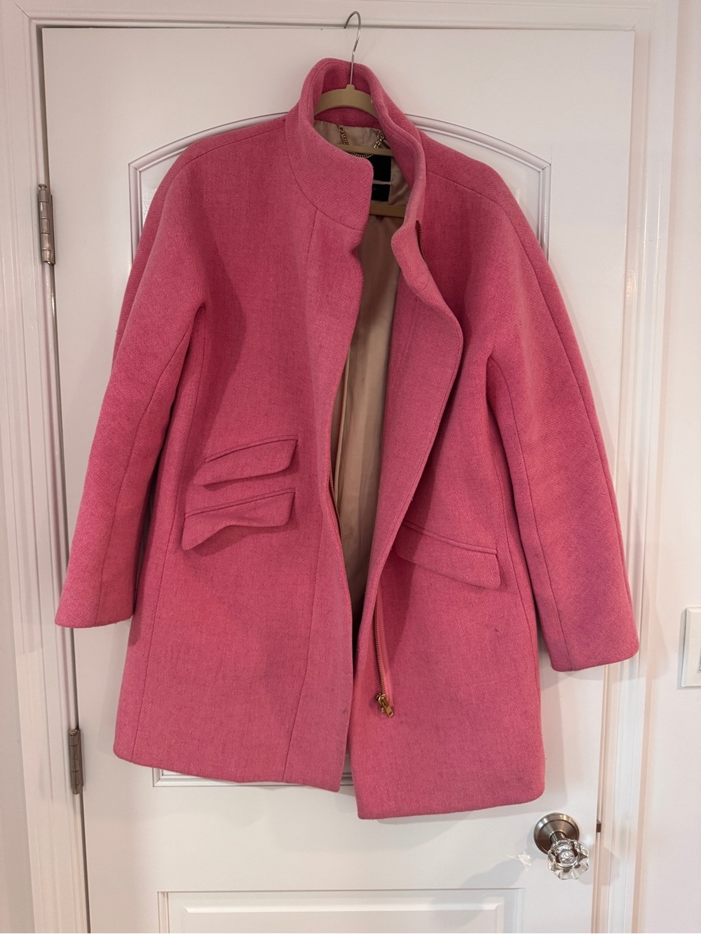 J.Crew Stadium Cloth by Nello Gori Pink Wool Blend Stand-Collar Coat Size 10